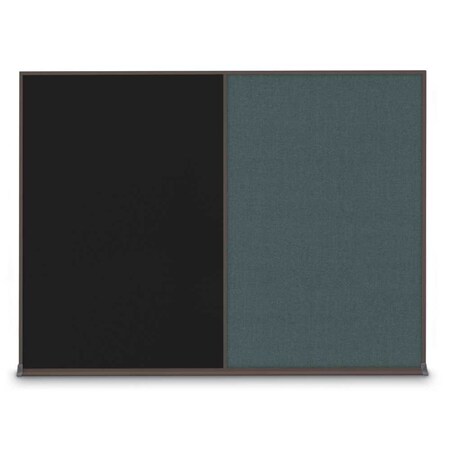 United Visual Products Double Door Radius Plus Corkboard, 60"X UV8004PLUS-BLACK-BLSPRU
